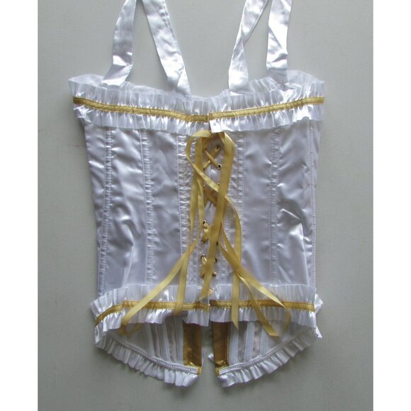 Gold White Ruffled Boned Corset - NEW - Picture 11 of 11